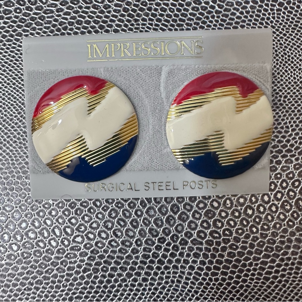 Vintage Nautical style pierced earring 70’s 80’s style deadstock
